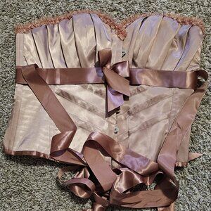 Corset Story Rose Gold Halterneck Overbust Ribbon Corset, NWOT